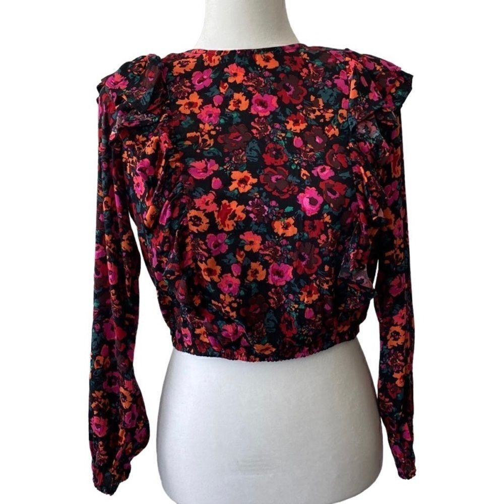 Wild Fable Womans Floral Long Sleeve Blouse Pullover Top SZ XS